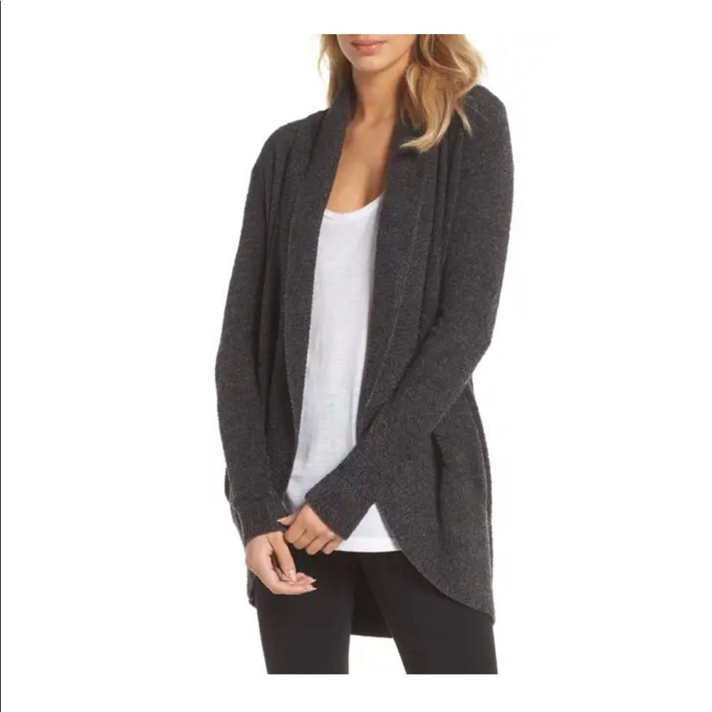 Barefoot Dreams Dark Charcoal Gray Open-Front Cozy Cardigan